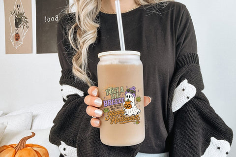 Felt A Lil Breeze Happy Halloween PNG, Funny Ghost Halloween PNG Sublimation Pickled Thistle Creative 