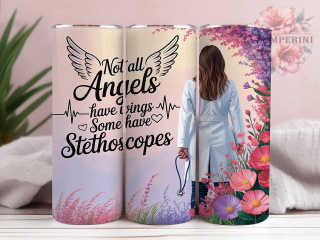 Female Angel Doctor Medical Tumbler, Angel Doctor Sublimation Design, Medical Stethoscope Cup Art, 20oz Nurse Tumbler, Whimsical Doctor Mug, Stylish Medical Cup, Cozy Healthcare Wrap Sublimation Li Zamperini 