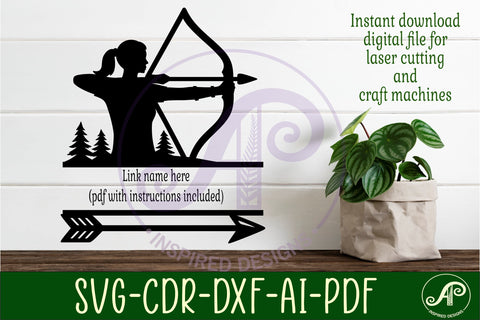 Female Archer, Archery name wall art sign SVG APInspireddesigns 