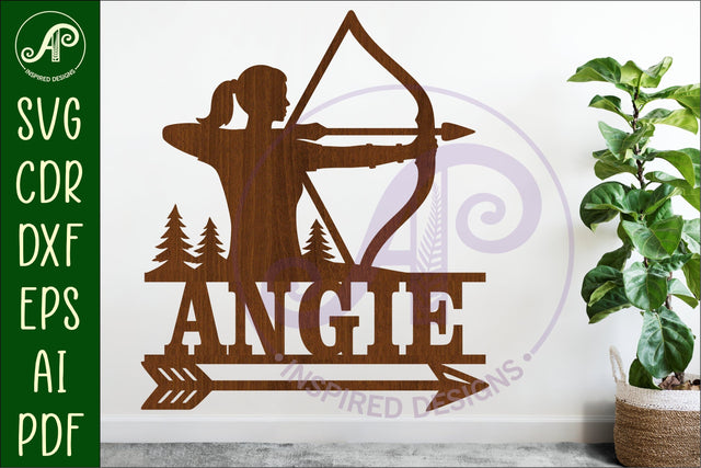 Female Archer, Archery name wall art sign SVG APInspireddesigns 