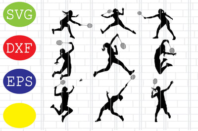 Female Badminton Player Svg, Badminton Silhouette, Badminton Clipart, Shuttlecock Svg, Badminton Racket Svg, Jpg, Eps, Dxf Files SVG DigitalSvgFiles 