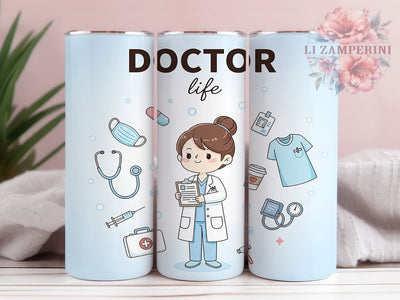 Female Doctor Life Tumbler, Female Doctor Tumbler, 20oz Tumbler Wrap, Sublimation Design, Medical Professional Gift, Healthcare Worker Wrap, Doctor Appreciation Tumbler Sublimation Li Zamperini 