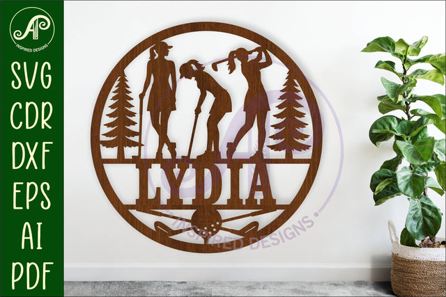 Female Golfer name wall art sign, SVG personalized SVG APInspireddesigns 