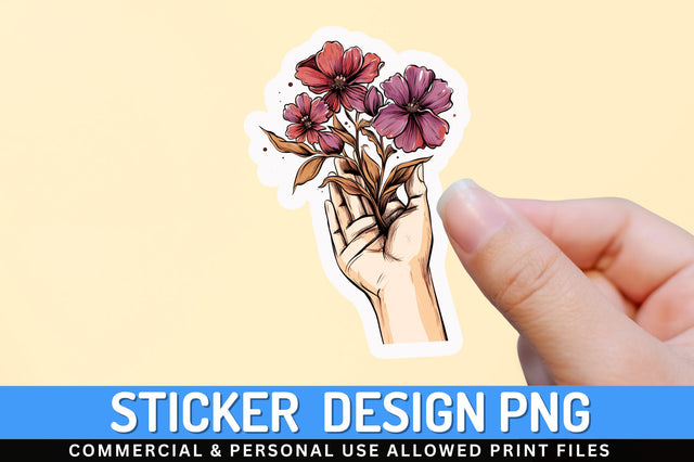 Female hand holding flower clipart Sticker Design Sublimation Regulrcrative 