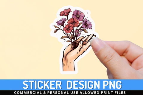 Female hand holding flower clipart Sticker Design Sublimation Regulrcrative 