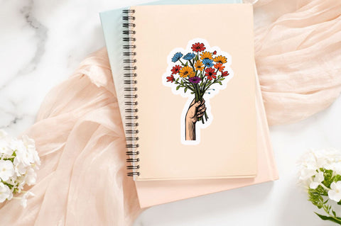 Female hand holding flower Sticker Design Sublimation Regulrcrative 
