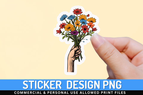 Female hand holding flower Sticker Design Sublimation Regulrcrative 