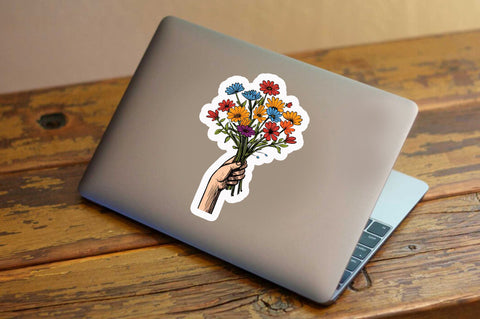 Female hand holding flower Sticker Design Sublimation Regulrcrative 