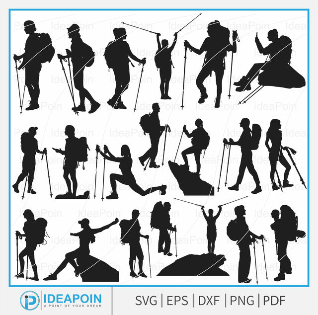 Female Hiker svg, Woman Hiking, Female Hikers svg, Hiking silhouette, Hiking Trail, Forest Hiking, Adventure, Girl Hiker, Female svg SVG Dinvect 