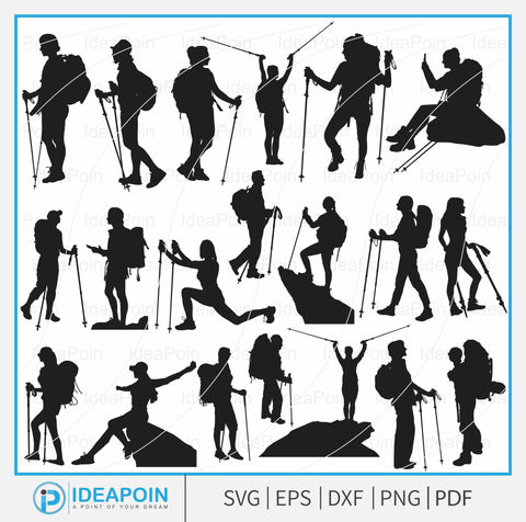 Female Hiker svg, Woman Hiking, Female Hikers svg, Hiking silhouette, Hiking Trail, Forest Hiking, Adventure, Girl Hiker, Female svg SVG Dinvect 