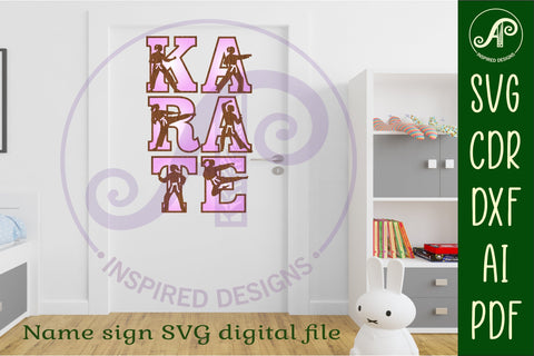 Female martial arts theme alphabet set. 2 layer 52 letters SVG APInspireddesigns 