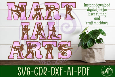 Female martial arts theme alphabet set. 2 layer 52 letters SVG APInspireddesigns 