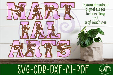 Female martial arts theme alphabet set. 2 layer 52 letters SVG APInspireddesigns 