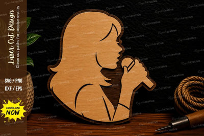 Female Singer Silhouette Laser Cut SVG File SVG Regulrcrative 
