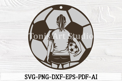 Female Soccer Player SVG - Wood Ornament Laser Cut Template SVG TonisArtStudio 