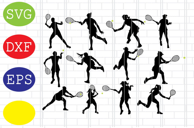 Female Tennis Player Svg, Tennis Silhouette, Tennis Fan Svg, Jpg, Eps, Dxf Files SVG DigitalSvgFiles 