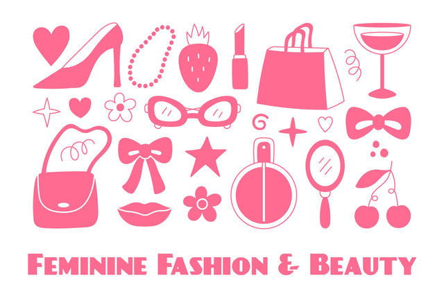 Feminine Fashion & Beauty Doodles PNG Clipart Sublimation Rin Green 