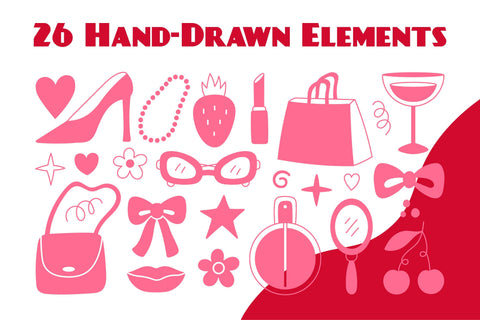 Feminine Fashion & Beauty Doodles PNG Clipart Sublimation Rin Green 