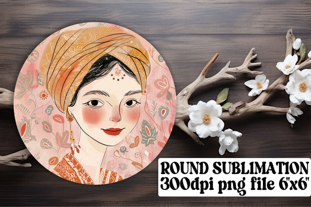 Feminine Portrait Art Ornament Design - Sublimation Keychain Sublimation afrosvg 