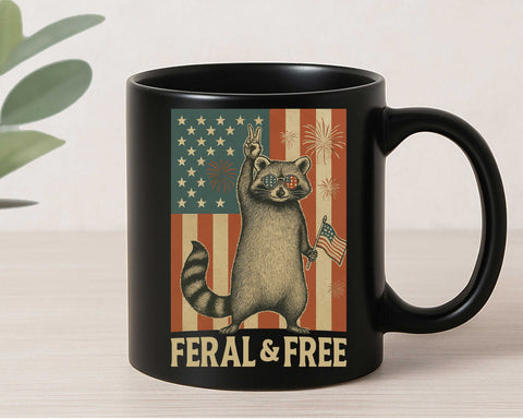 Feral and Free Raccoon 4th of July SVG Patriotic Animal USA Flag Clipart SVG BillahCrafts 