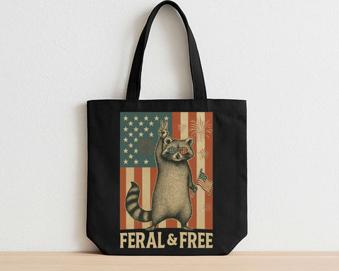 Feral and Free Raccoon 4th of July SVG Patriotic Animal USA Flag Clipart SVG BillahCrafts 