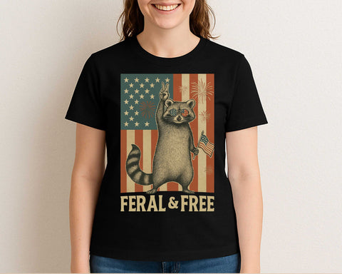 Feral and Free Raccoon 4th of July SVG Patriotic Animal USA Flag Clipart SVG BillahCrafts 