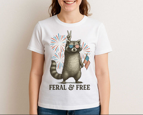 Feral and Free Raccoon 4th of July SVG Patriotic Animal USA Flag SVG BillahCrafts 