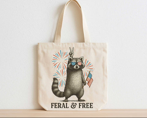 Feral and Free Raccoon 4th of July SVG Patriotic Animal USA Flag SVG BillahCrafts 