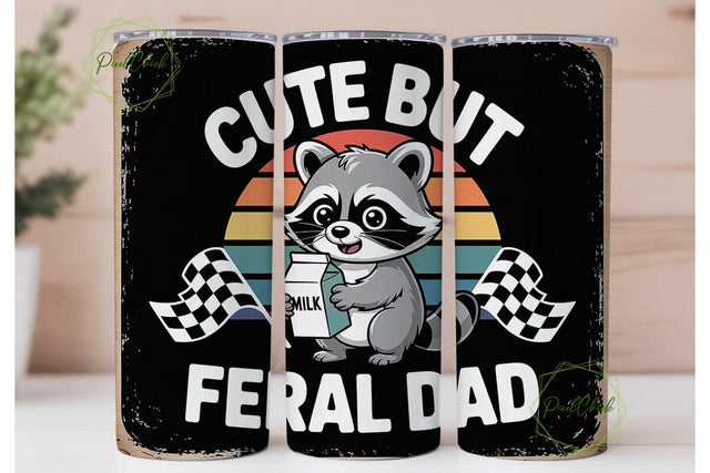 Feral Dad Raccoon 20oz Tumbler Wrap Sublimation PixelChick 