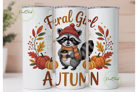 Feral Girl Autumn 20oz Tumbler Wrap Sublimation PixelChick 