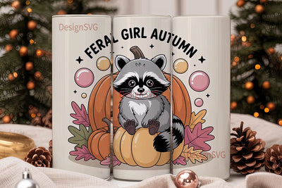Feral Girl Autumn Tumbler Wrap Sublimation DesignSVG 