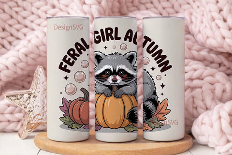 Feral Girl Autumn Tumbler Wrap Sublimation DesignSVG 