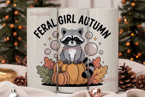 Feral Girl Autumn Tumbler Wrap Sublimation DesignSVG 