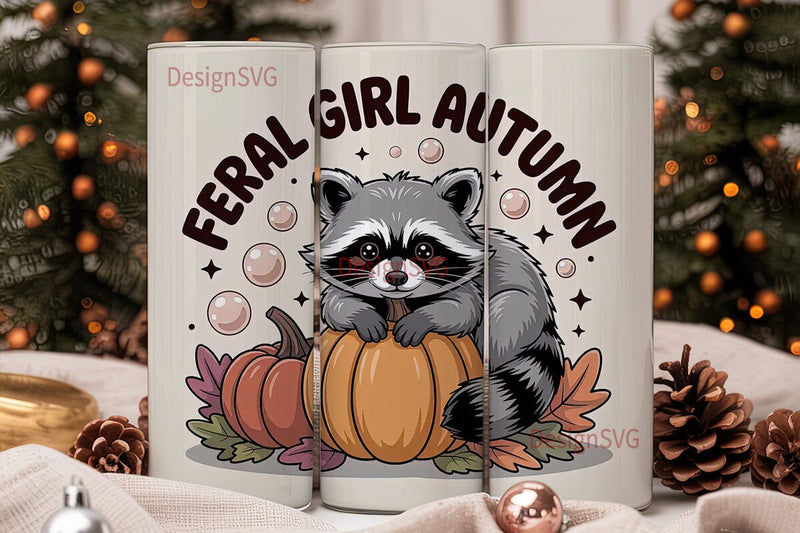 Feral Girl Autumn Tumbler Wrap Sublimation DesignSVG 