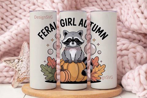 Feral Girl Autumn Tumbler Wrap Sublimation DesignSVG 