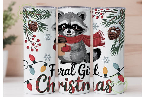 Feral Girl Christmas Tumbler Wrap Sublimation PixelChick 