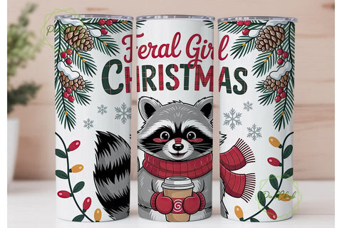 Feral Girl Christmas Tumbler Wrap Sublimation PixelChick 
