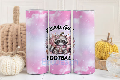 Feral Girl Football 20 oz Skinny Tumbler Wrap Sublimation Design Digital Download PNG Sublimation BouDesign 