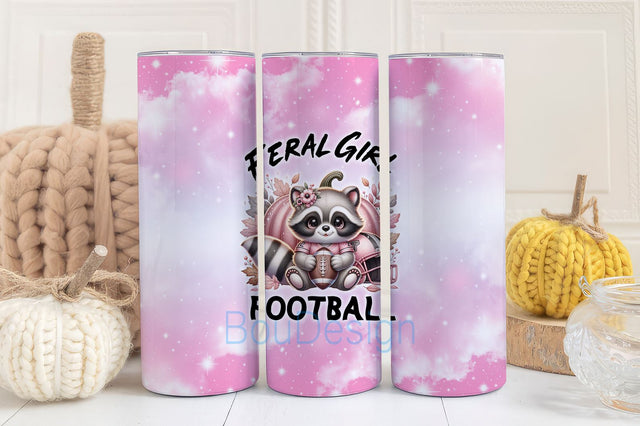 Feral Girl Football 20 oz Skinny Tumbler Wrap Sublimation Design Digital Download PNG Sublimation BouDesign 