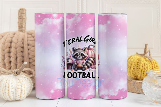Feral Girl Football 20 oz Skinny Tumbler Wrap Sublimation Design Digital Download PNG Sublimation BouDesign 