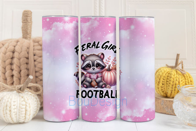 Feral Girl Football 20 oz Skinny Tumbler Wrap Sublimation Design Digital Download PNG Sublimation BouDesign 