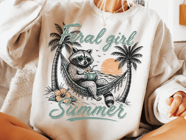 Feral girl summer Png, Summer shirt design, Summer Graphic Png SVG DesignDestine 