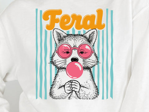 Feral Girl Summer Svg, Preppy Summer Shirt Design, Cute Raccoon Bubble Gum Graphic Funny Girly Beach Gift Svg SVG DesignDestine 