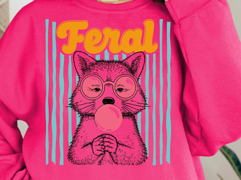 Feral Girl Summer Svg, Preppy Summer Shirt Design, Cute Raccoon Bubble Gum Graphic Funny Girly Beach Gift Svg SVG DesignDestine 