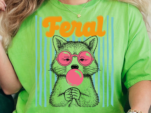 Feral Girl Summer Svg, Preppy Summer Shirt Design, Cute Raccoon Bubble Gum Graphic Funny Girly Beach Gift Svg SVG DesignDestine 