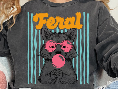 Feral Girl Summer Svg, Preppy Summer Shirt Design, Cute Raccoon Bubble Gum Graphic Funny Girly Beach Gift Svg SVG DesignDestine 