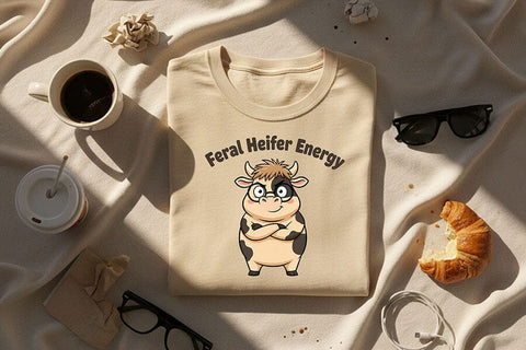 Feral Heifer Energy Png, Funny Cow Png, Sassy Cow Clipart, Cute Farm Animal Png, Sarcastic Cow Design, Sublimation Graphic SVG TiffsCraftyCreations 