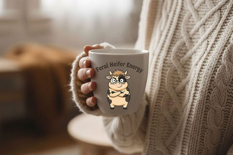 Feral Heifer Energy Png, Funny Cow Png, Sassy Cow Clipart, Cute Farm Animal Png, Sarcastic Cow Design, Sublimation Graphic SVG TiffsCraftyCreations 