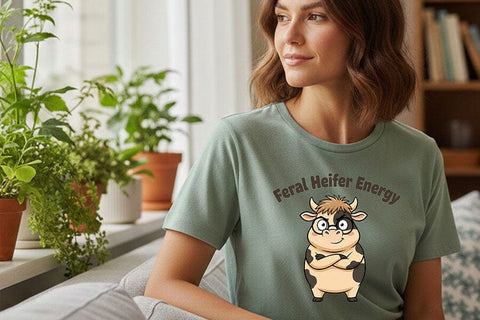 Feral Heifer Energy Png, Funny Cow Png, Sassy Cow Clipart, Cute Farm Animal Png, Sarcastic Cow Design, Sublimation Graphic SVG TiffsCraftyCreations 