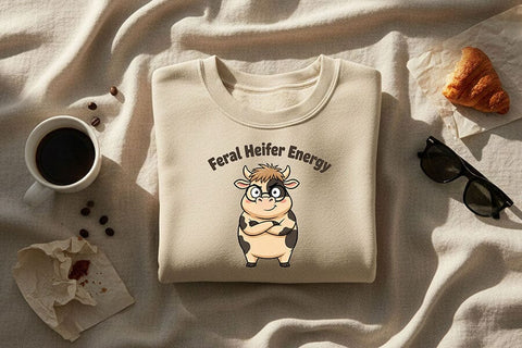 Feral Heifer Energy Png, Funny Cow Png, Sassy Cow Clipart, Cute Farm Animal Png, Sarcastic Cow Design, Sublimation Graphic SVG TiffsCraftyCreations 